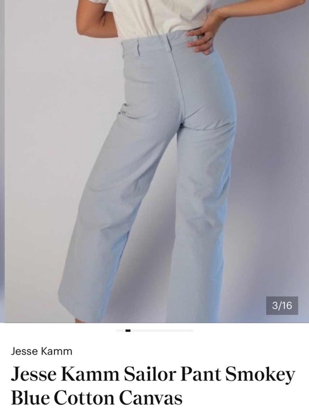 Jesse Kamm Light Blue Wide-Leg Sailor Pants
